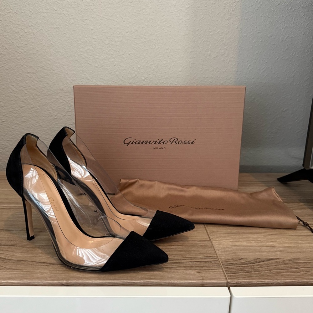 Gianvito Rossi Black Plexi Women's Heels 6.5